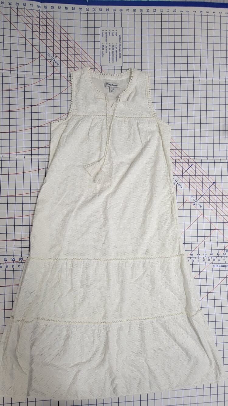 Tommy Bahama womens Size XS/TP Sleeveless White Eyelet Ruffle Midi Dress